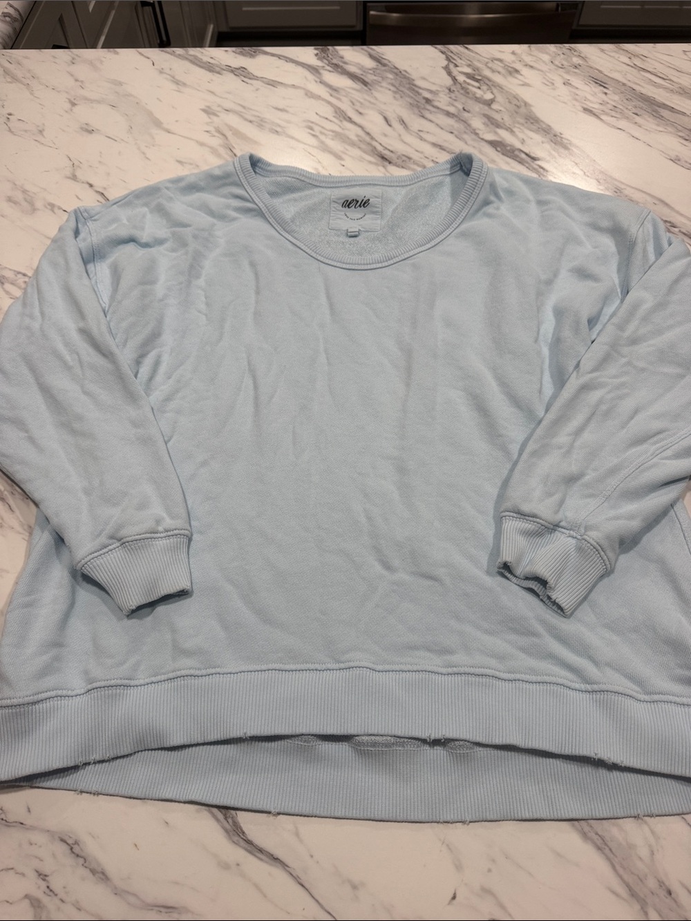 aerie Pale Blue Oversized Crewneck Sweatshirt